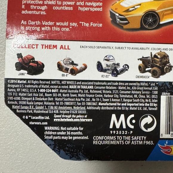 Star Wars Hot Wheels 2014 Character Cars Luke Skywalker Die Cast Vintage New NIB - Picture 11 of 14